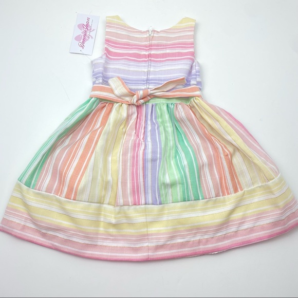 BONNIE JEAN Toddler Little Girls Striped Linen Spring Dress NWT - Picture 12 of 12